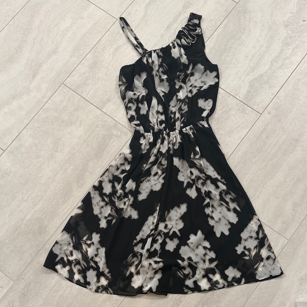 Alfani One Shoulder Black and White Dress